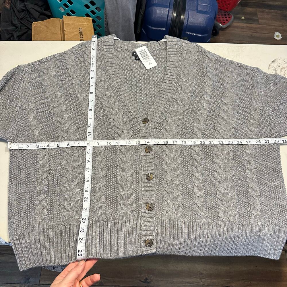 TORRID Grey Chunky Cable knit Cardigan Womans Plus 2X NWT casual comfort - Picture 10 of 10